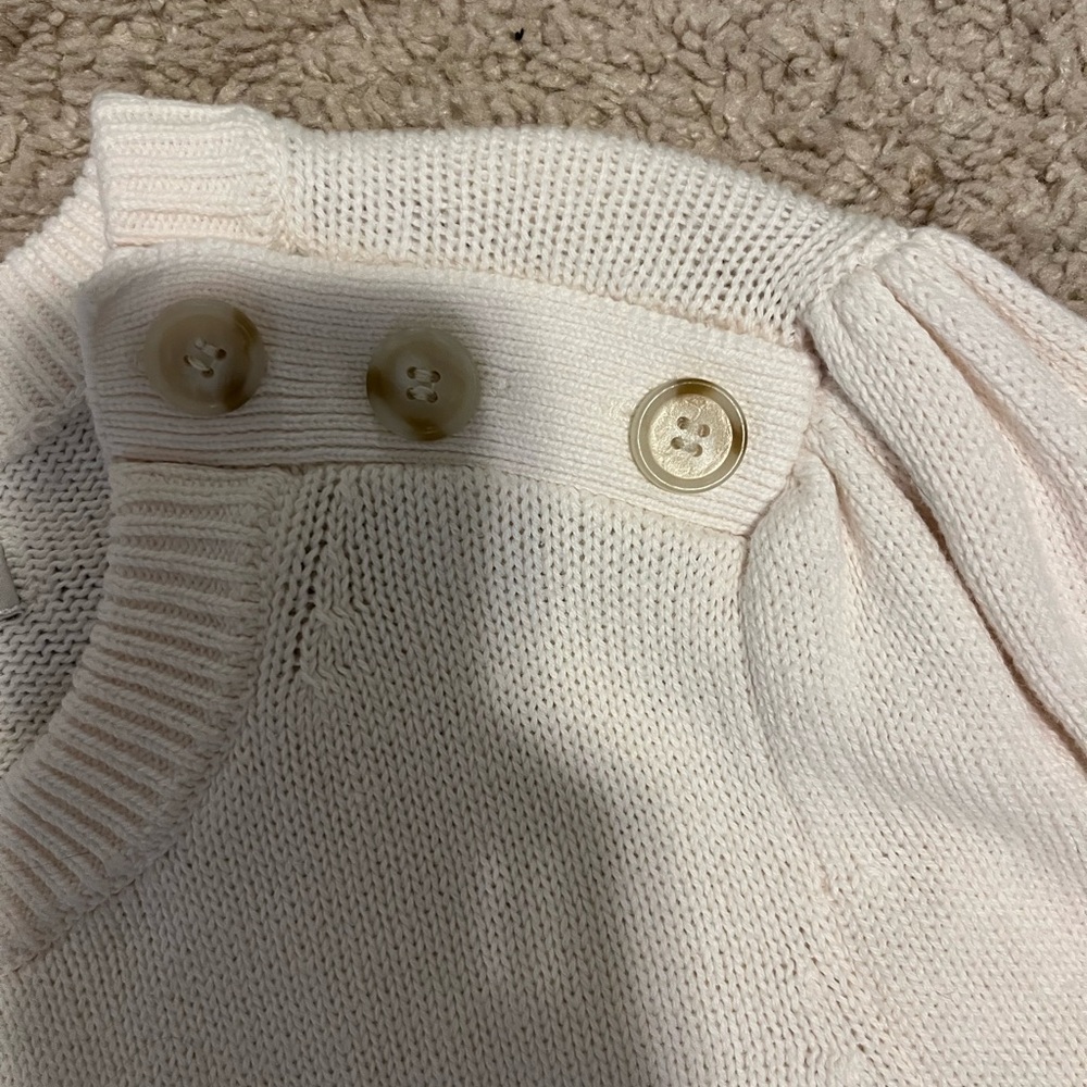 LOFT Puff Sleeve Button Sweater - Picture 3 of 8